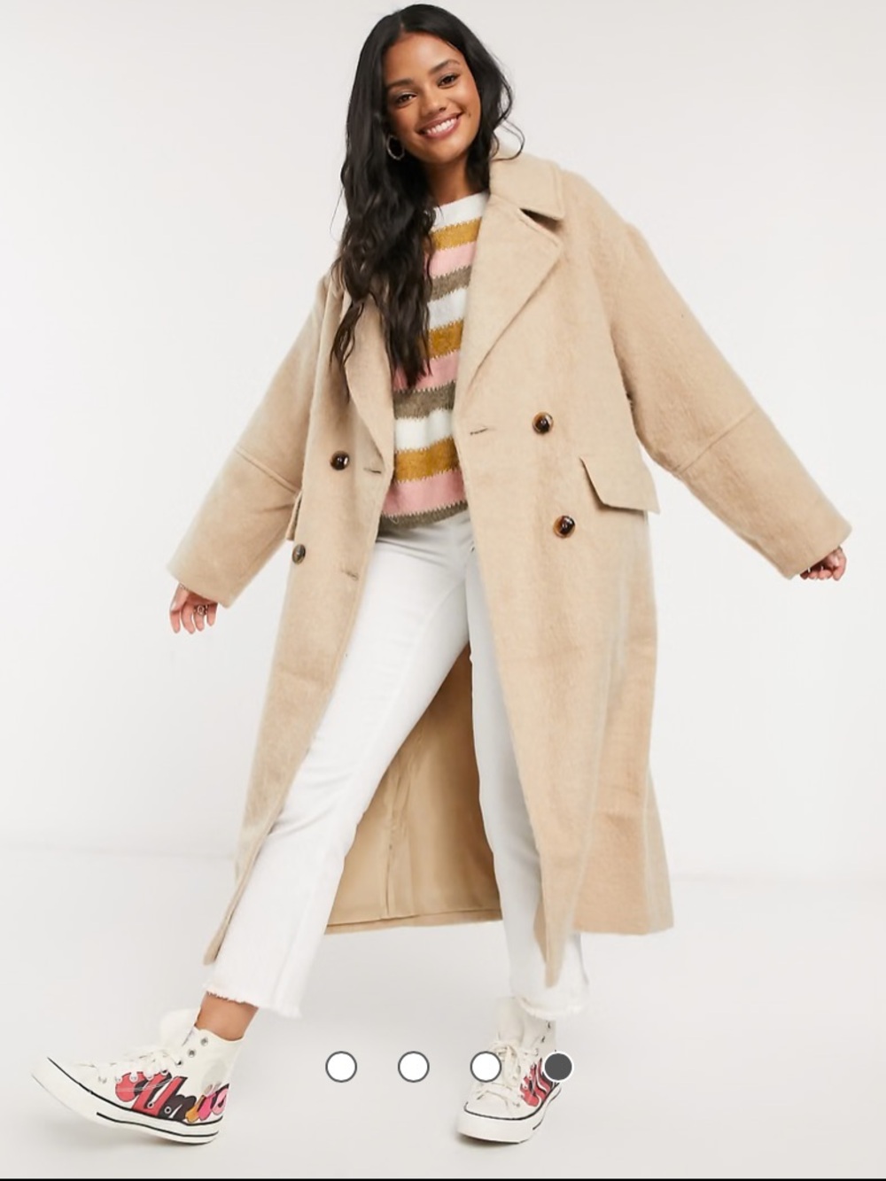 NWOT ASOS Design Camel Oversized Long Brushed  Coat Size 8